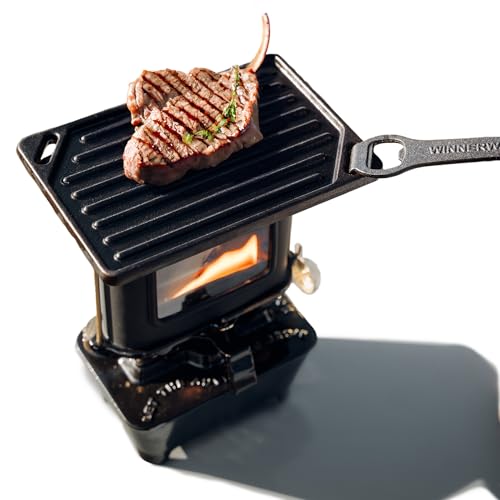 CAMPWERK Petroleum Outdoor Feuer Camping Kocher mit Steak Grillplatte – Iron Camping Cooker Stove mit Tasche & Spezial-Docht von CAMPWERK