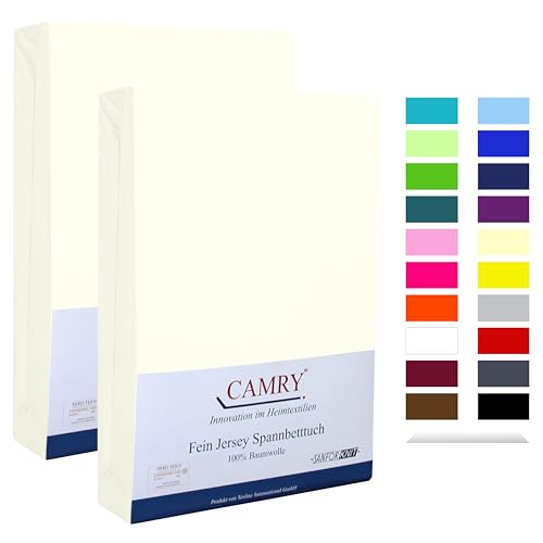 Camry Spannbettlaken 2er-Set 90x200cm - 100x200cm Natur Baumwolle Bettlaken Jersey Spannbetttuch Oeko-Tex 100 von CAMRY