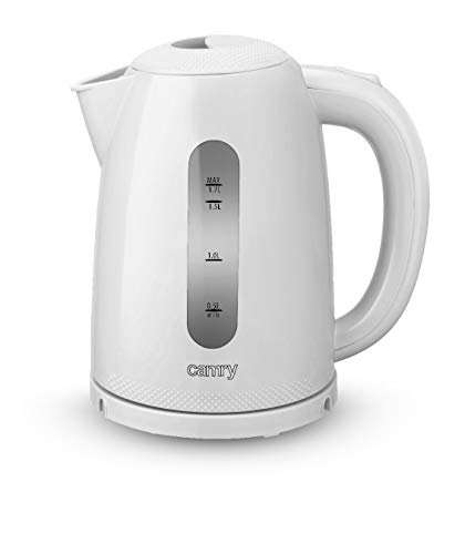ADLER Camry Kunststoff-Wasserkocher 1,7 l, flaches Heizelement, 2200 W Leistung, Weiß von CAMRY