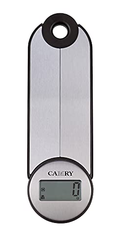 CAMRY Digitale Elektronische Zusammenklappbare Küchenwaage für Reisen Camping Unterwegs Faltbare Küchenwaage Waage mitnehmen, 5KG/11lb, lb:oz/g fl'oz/ml, LCD Anzeige, Größe 7 * 23cm(Silber-Schwarz) von CAMRY
