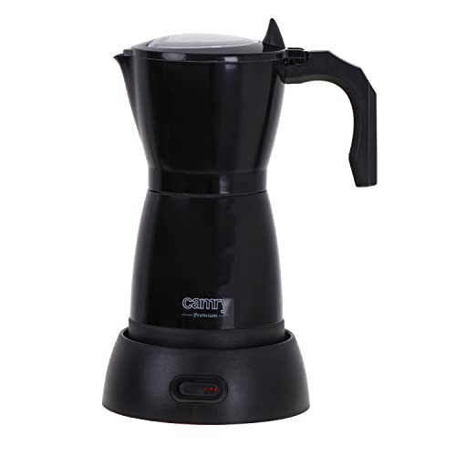 CAMRY - Elektrische Kaffeemaschine Schwarz 300 ml - Espressokocher für 6 Espresso-Tassen - Kleiner Camping-Kaffeeautomat - Reise-Kaffeemaschine - Druck-Kaffeemaschine - 360° drehbarer Standfuß von CAMRY