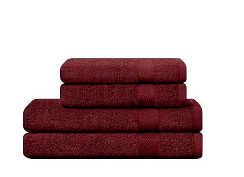 CAMRY Handtuch Set 4-teilig - 2 Badetücher 70x140 cm und 2 Handtücher 50x100 cm aus 100% Baumwolle 500 g/m² - weiche und saugstarke Tücher in Farbe Bordeaux von CAMRY