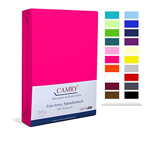 Camry Spannbettlaken 120x200cm - 130x200cm Pink Baumwolle Bettlaken Jersey Spannbetttuch Oeko-Tex 100 von CAMRY