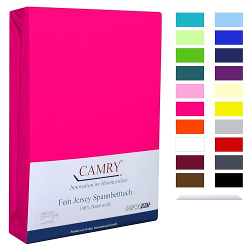 Camry Spannbettlaken 120x200cm - 130x200cm Pink Baumwolle Bettlaken Jersey Spannbetttuch Oeko-Tex 100 von CAMRY