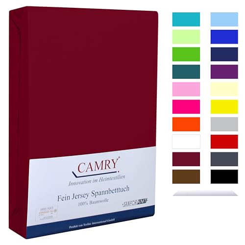 Camry Spannbettlaken 140x200cm - 160x200cm Bordeaux Baumwolle Bettlaken Jersey Spannbetttuch Oeko-Tex 100 von CAMRY