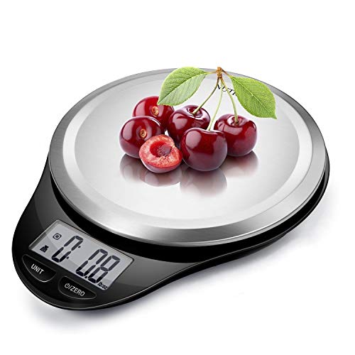 CAMRY Küchenwaage Digitalwaage Professionelle Electronische Waage aus Edelstahl mit großem LCD Display Präzision 1g Maximalgewicht 5kg Tara Auto Off (Schwarz) von NUTRI FIT