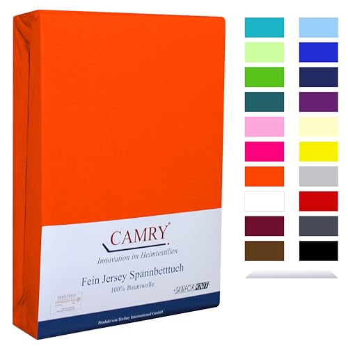 Camry Spannbettlaken 140x200cm - 160x200cm Orange Baumwolle Bettlaken Jersey Spannbetttuch Oeko-Tex 100 von CAMRY