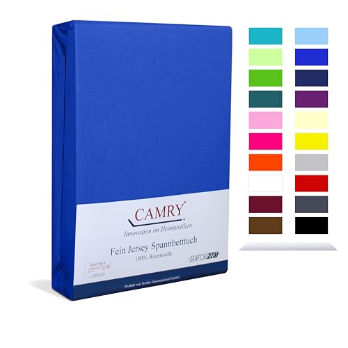 Camry Spannbettlaken 90x200cm - 100x200cm Royalblau Baumwolle Bettlaken Jersey Spannbetttuch Oeko-Tex 100 von CAMRY