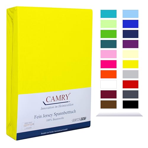 CAMRY Spannbettlaken für Babybett & Kinderbett, 60x120-70x140 cm, Jersey Spannbetttuch Baumwolle, Gelb von CAMRY