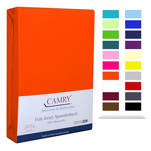 CAMRY Spannbettlaken für Babybett & Kinderbett, 60x120-70x140 cm, Jersey Spannbetttuch Baumwolle, Orange von CAMRY