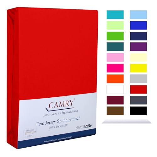 CAMRY Spannbettlaken für Babybett & Kinderbett, 60x120-70x140 cm, Jersey Spannbetttuch Baumwolle, Rot von CAMRY
