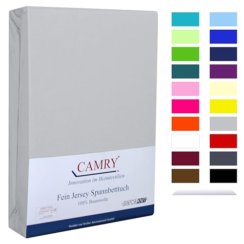 Camry Spannbettlaken 120x200cm - 130x200cm Silber Baumwolle Bettlaken Jersey Spannbetttuch Oeko-Tex 100 Camry Spannbettlaken 120x200cm - 130x200cm Silber Baumwolle Bettlaken Jersey Spannbetttuch Oeko-Tex 100 von CAMRY