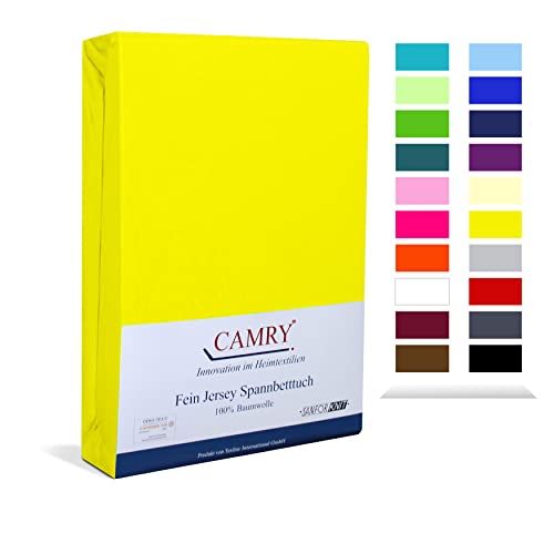 Camry Spannbettlaken Topper 140x200cm - 160x200cm Gelb Baumwolle Bettlaken Jersey Spannbetttuch Oeko-Tex 100 von CAMRY