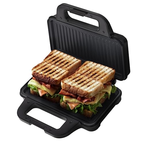 Camry - sandwichmaker und panini grill in einem - 2 in 1 - schwarz sandwichtoaster klein - sandwich- & paninitoaster - schnell toast grill - camping sandwich maker - breakfast maker - 74 cm Zuleitung von CAMRY