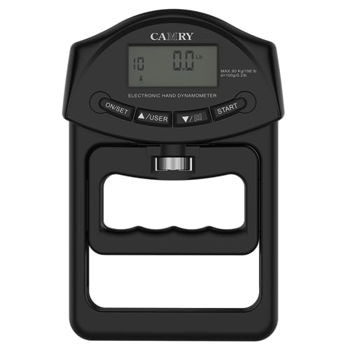 camry Digitales Hand-Dynamometer, Griffstärke-Messgerät, automatische Erfassung der elektronischen Handgriffkraft, 198 lbs/90 kg, Schwarz von CAMRY