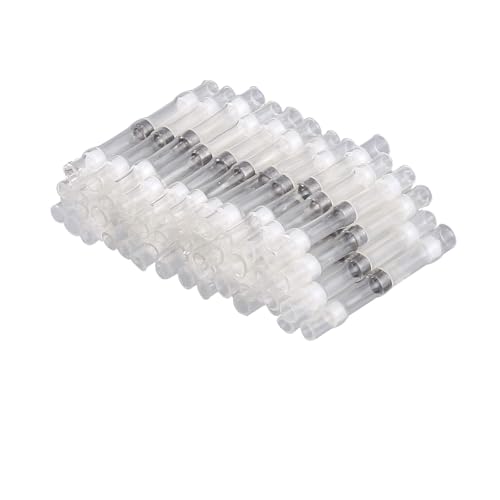 CAMWAY Lötverbinder, 50pcs Schrumpfverbinder Schmelzverbinder Wasserdicht Kabelverbinder Set Stoßverbinder Quetschverbinder Sortiment für Elektrokabelverbindungen 0,25-0,34 mm² (AWG 26-24) - Weiß von CAMWAY