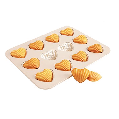 CANDeal 12 Löcher Herzform Madeleine Backblech, Mini Muffin Kuchenform, Spezialität Kuchenform, Antihaft-Beschichtung von CANDeal
