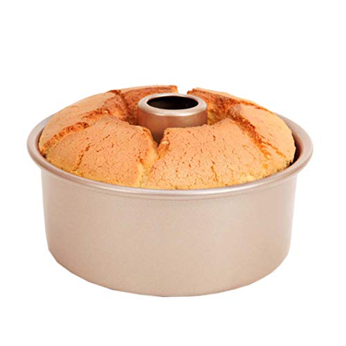 CAN_Deal 8 Zoll Aluminium Rund Hohl Chiffon Cake Form Angel Food Cake Pan Backform mit herausnehmbarem Boden von CANDeal