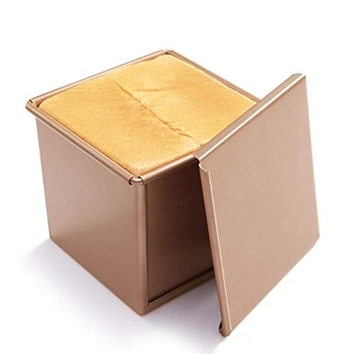 CANDeal Für 250g Teig Toast Brot Backform Gebäck Kuchen Brotbackform Mold Backform mit Deckel(Gold-Quadrat-Glatt) von CANDeal