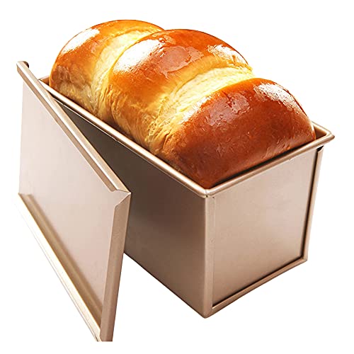 CANDeal Für 450g Teig Toast Brot Backform Gebäck Kuchen Brotbackform Mold Backform mit Deckel(Gold-Rechteck-Glatt) von CANDeal