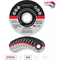 Arebos - Trennscheiben ø 115 mm, 100 Stück geeignet für Stahl, Edelstahl, Inox, Eisen, Blech, Metall Vor- und Rücklauf en 12413 vom von AREBOS