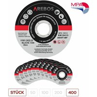 Arebos - Trennscheiben ø 115 mm, 400 Stück geeignet für Stahl, Edelstahl, Inox, Eisen, Blech, Metall Vor- und Rücklauf en 12413 vom von AREBOS