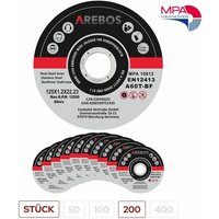 Arebos - Trennscheiben ø 125 mm, 200 Stück geeignet für Stahl, Edelstahl, Inox, Eisen, Blech, Metall Vor- und Rücklauf en 12413 vom von AREBOS