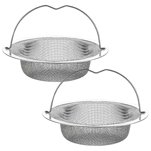 2 Stück Abflusssieb Edelstahl, 75 mm Abflusssieb Küchenspüle, Sieb für Spülbecken mit Griff, Verstopfungsschutz Küche Waschbecken Sieb, Abfluss Spüle von CANCYCC