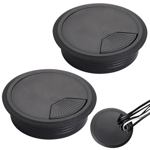 2 Stück Kabeldurchführung Schreibtisch, 80mm Schreibtisch Kabeldurchlass, Schwarz Kabeldurchlass Kunststoff,Schreibtisch Kabeldurchführung, ideal für Kabelschutz, Kabelkanal von CANCYCC