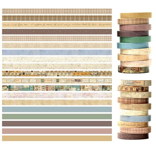 CANCYCC 20 Rollen Dünn Washi Tape Set Masking Tape, Dekorative Antik Masking Tapes Vintage Klebeband Bunt für Kunst, DIY Handwerk, Tagebuch, Planer, Scrapbook, Verpackung CANCYCC 20 Rollen Dünn Washi Tape Set Masking Tape, Dekorative Antik Masking Tapes Vintage Klebeband Bunt für Kunst, DIY Handwerk, Tagebuch, Planer, Scrapbook, Verpackung von CANCYCC