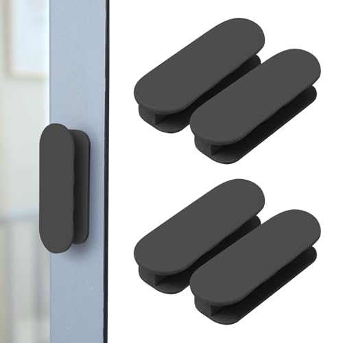 CANCYCC 4 Stück Schrankgriffe 90mm Möbelgriffe Schwarz Griffe für Küchenschränke Ovale Schrankgriffe Selbstklebende Türgriffe Kunststoff Möbelgriffe Stanzfreier Griff für Fenster Glastüren Schubladen von CANCYCC