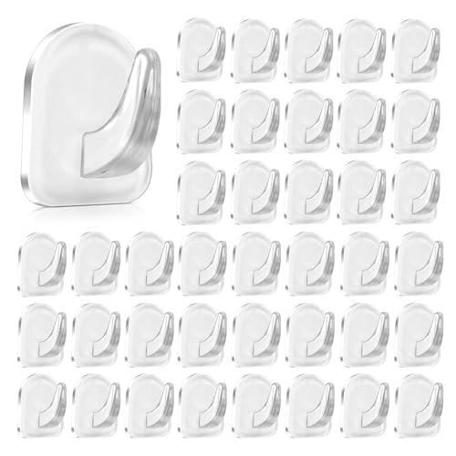 CANCYCC Haken Selbstklebend, 40 Stück Klebehaken Transparent, Acryl Kleiderhaken, Handtuchhalter ohne Bohren, Klebehaken Extra Stark, Wandhaken Selbstklebend für Küche Bad, Max 2 kg Traglast von CANCYCC