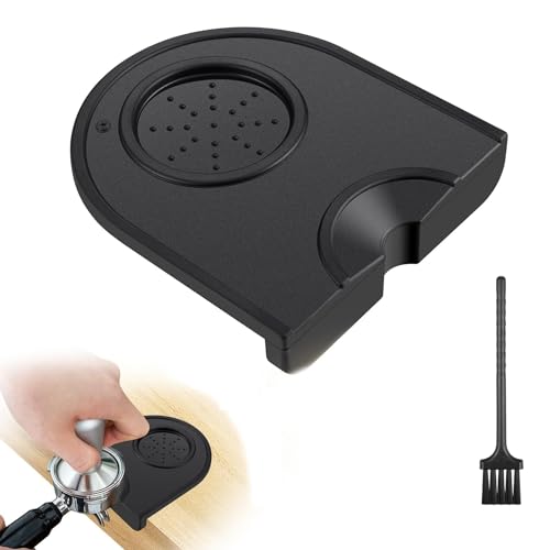 Tampermatte mit Tischkantenschutz, Tampermatte Silikon Espresso Tamper mit Kantenschutz, Barista Zubehör mit Einkerbung für den Siebträger, Kaffee Zubehör mit Reinigungsbürste, Ideales Siebträger von CANCYCC