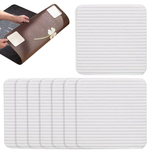 Teppich Antirutschunterlage, 8 Stück Antirutschmatte für Teppich, Vacuum Tech Anti Rutsch Teppichunterlage, Waschbar Teppichgreifer, Wiederverwendbare Teppichstopper, Anti-Curling Antirutsch Pads von CANCYCC