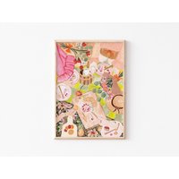 A3| A4| A5 | Picknick Kunstdruck Motivbild Druck Illustration Schlafzimmer Wandkunst Ungerahmte |Pink Farbenfrohe Kunst A3| A4| A5 | Picknick Kunstdruck Motivbild Druck Illustration Schlafzimmer Wandkunst Ungerahmte |Pink Farbenfrohe Kunst von CANDICEGRAYTEXTILES