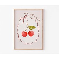 Kirschen Obst Print |Vintage Kinderzimmer | Illustration Gemalte Ungerahmter Druck Baby Kind Kunstwerk Handbemalt von CANDICEGRAYTEXTILES