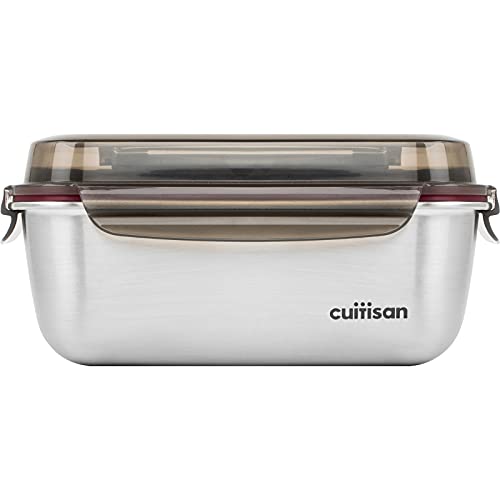 CANDL Cuitisan (Flora) Frischhaltedose aus rostfreiem Edelstahl, Clipverschluss-Deckel mit Griff, mikrowellen- & ofengeeignet, rechteckig, Vorratsdose, EC7-SSH02 2800ml von CANDL