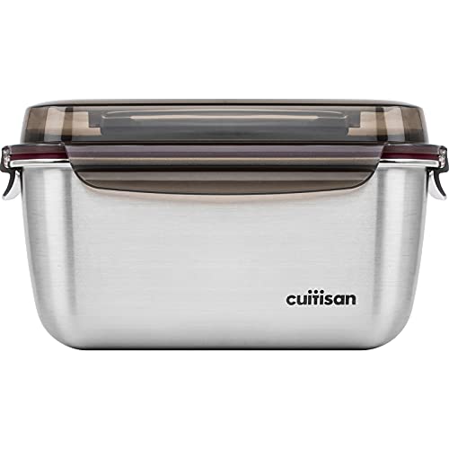 CANDL Cuitisan (Flora) Frischhaltedose aus rostfreiem Edelstahl Clipverschluss-Deckel mit Griff, rechteckig, mikrowellen- und ofengeeignet, Vorratsdose, EC7-SSH03, 3600ml von CANDL