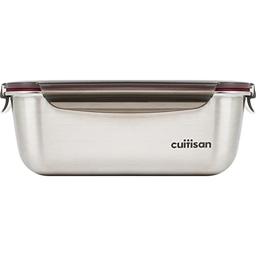 CANDL Cuitisan (Flora) Frischhaltedose aus rostfreiem Edelstahl mit Clipverschluss-Deckel, rechteckig, geeignet für die Mikrowelle + Ofen, Vorratsdose, EC7-SS10 2800ml von CANDL