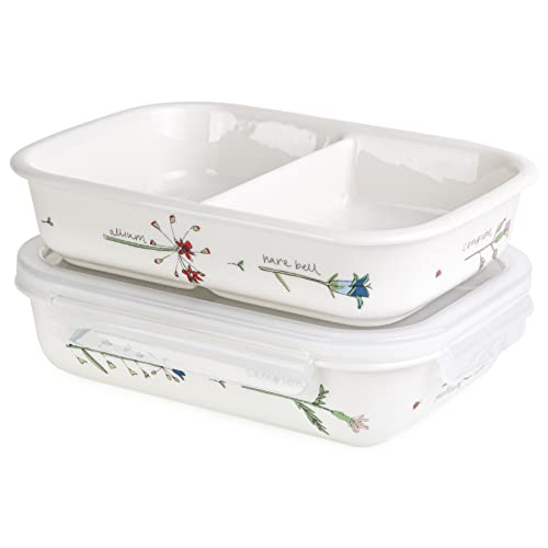 CANDL ZEN by Premium Porzellan (Bone Chinaware) Frischhaltedosen 2er-Set, 670ml geteilter Behälter inkl. normalem Behälter mit luftdichten Deckeln von CANDL