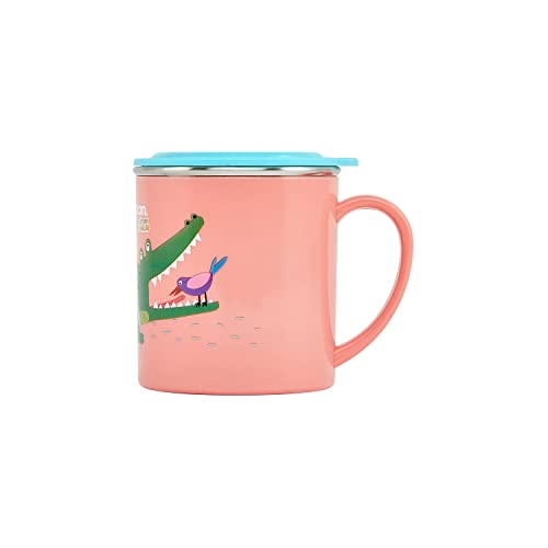 CANDL Cuitisan Infant 300ml kindertasse aus Edelstahl mit Deckel und praktische Griffe, mikrowellen- und ofengeeignet, Spülmaschine, Tiefkühler, Trinkbecher (pink) von CANDL