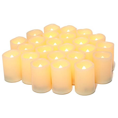 24 Stück 5cm LED Teelichter Kerzen mit Batterie, Elektrische LED Flammenlos Votivkerzen, Flackernd Flamme Teelichter LED Kerzen für Outdoor Party Garten Halloween Weihnachten Hochzeits Deko von CANDLE IDEA