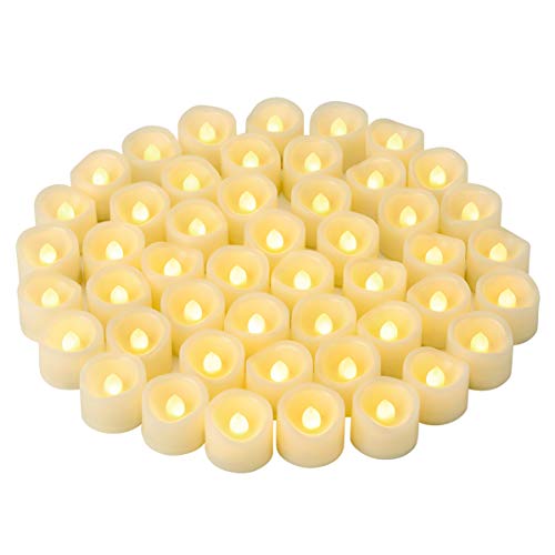 48 Stück LED Teelichter Kerzen mit Batterie, Warmweiß Elektrische LED Flammenlos Votivkerzen, Flackernd Flamme LED Teelichter Kerzen für Outdoor Party Garten Halloween Weihnachten Hochzeits Deko von CANDLE IDEA