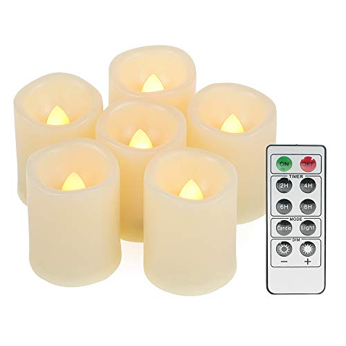 6 Stück 3,8cm LED Teelichter Kerzen mit Fernbedienung, Led Teelichter mit Timer, Warmweiß Elektrische Flammenlos Votivkerzen, LED Teelichter Kerzen Flackernd Flamme, Outdoor Weihnachten Halloween Deko von CANDLE IDEA
