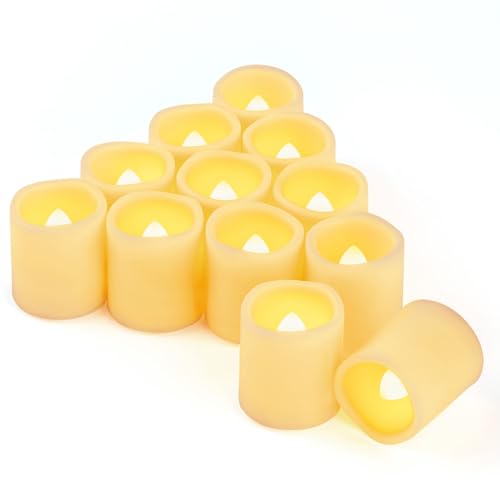 CANDLE IDEA 12 Stück batteriebetriebene flackernde LED-Teelichter, flammenlose Votivkerzen für Hochzeit, Festival, Feier, Party, Halloween und Weihnachtsdekoration (warmweiß) von CANDLE IDEA