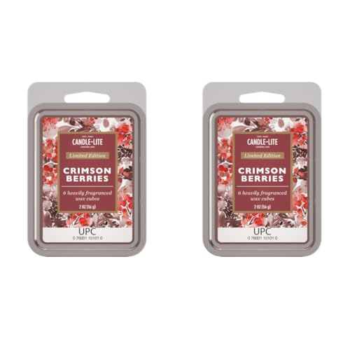CANDLE-LITE 2er Set Duftwachs für Duftlampe | Crimson Berries | Duftwachs Winterduft | 6 Duftwachswürfel für Duftlampe | 10h Duftdauer von CANDLE-LITE