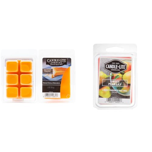 CANDLE-LITE 2er Set Duftwachs für Duftlampe | Orange Vanilla Dreamsicle & Sweet Pear Lily | Duftwachs Sommerduft | 6 Duftwachswürfel für Duftlampe | 10h Duftdauer von CANDLE-LITE