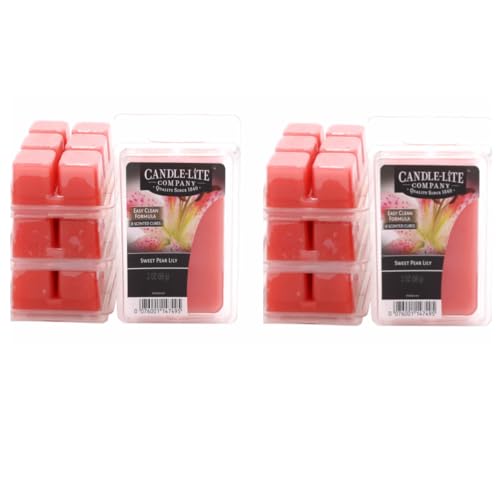 CANDLE-LITE 2er Set Duftwachs für Duftlampe | Sweat Pear Lily | Wachs für Duftlampen | Fruchtiges Duftwachs | 6 Duftwachswürfel | Wax Melts von CANDLE-LITE