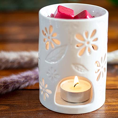 Candle Brothers Teelicht Duftlampe | Duftlampe NYL | Aromalampe für Duftwachs | Raumduft mit Teelicht | Duftlampe Keramik Weiß | Lampe für Büro, Schlafzimmer, Yoga von CANDLE-LITE