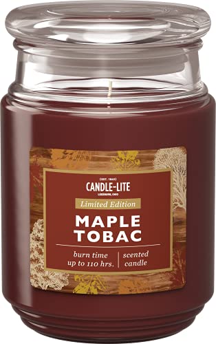 Candle-Lite Duftkerze im Glas mit Deckel | Maple Tobac | Duftkerze Tabak | Kerzen lange Brenndauer (bis 110h) | Kerzen Braun | Duftkerze Groß (510g) von CANDLE-LITE
